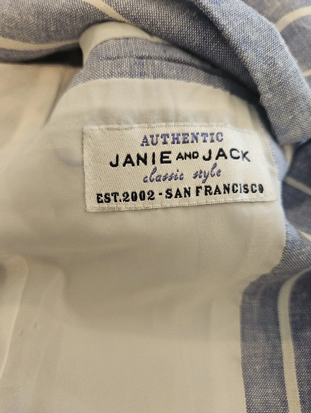 Janie & Jack Blazer Jacket Preppy Classic Blue White Striped Cotton Linen Boys 4